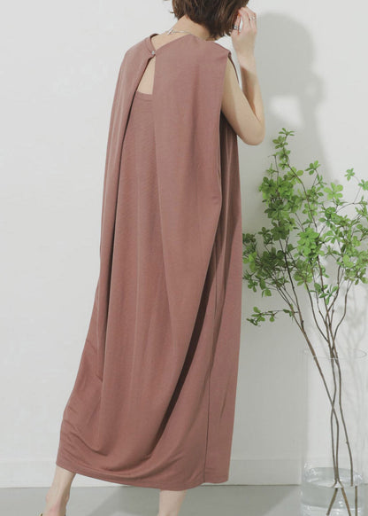 Pink O-neck Maxi Dress Summer