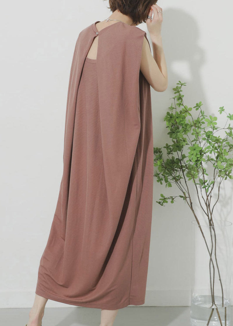 Pink O-neck Maxi Dress Summer