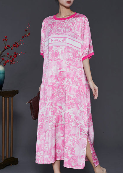 Pink Oversized Print Cotton Dress Summer