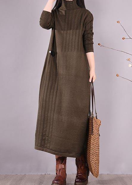 Vivid High Neck Spring Clothes Photography Chocolate Dress