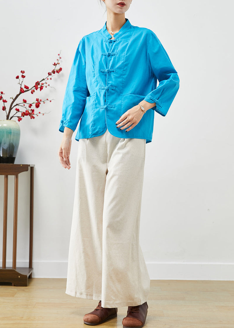 Blue Oriental Linen Two Piece Set Clothing Oversized Fall