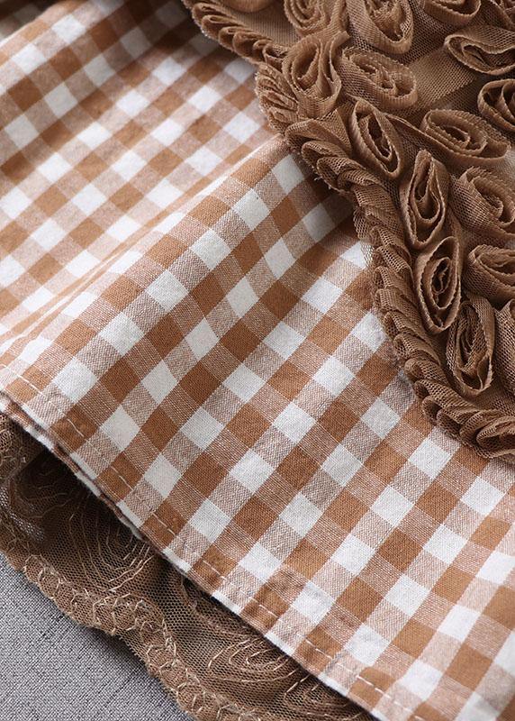 Boutique Khaki Plaid Tulle Patchwork Fall Skirts