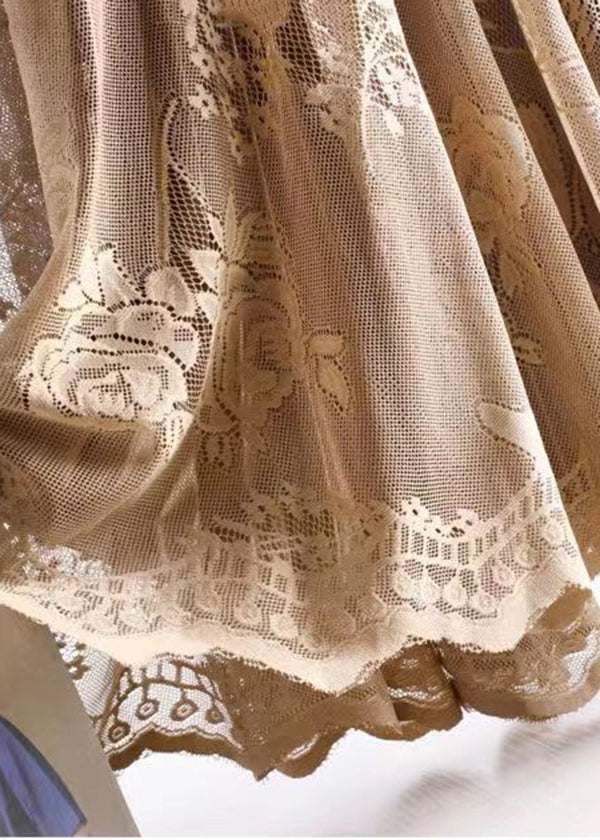 Handmade Khaki Wear on Both Sides Lace a Line Skirt Spring