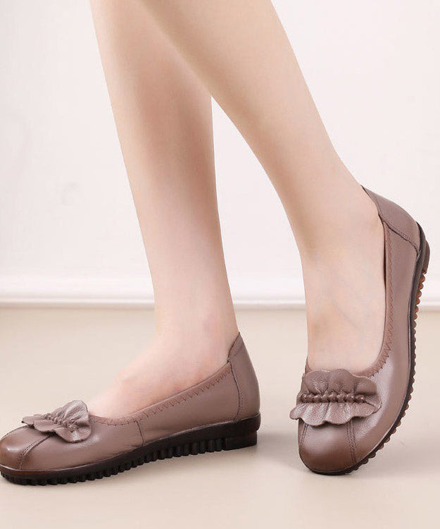 Black Genuine Leather Splicing Flat Feet Shoes