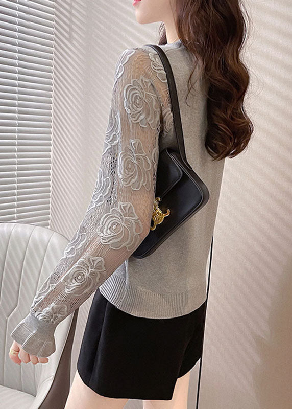 Diy Grey Lace Patchwork Top Fall