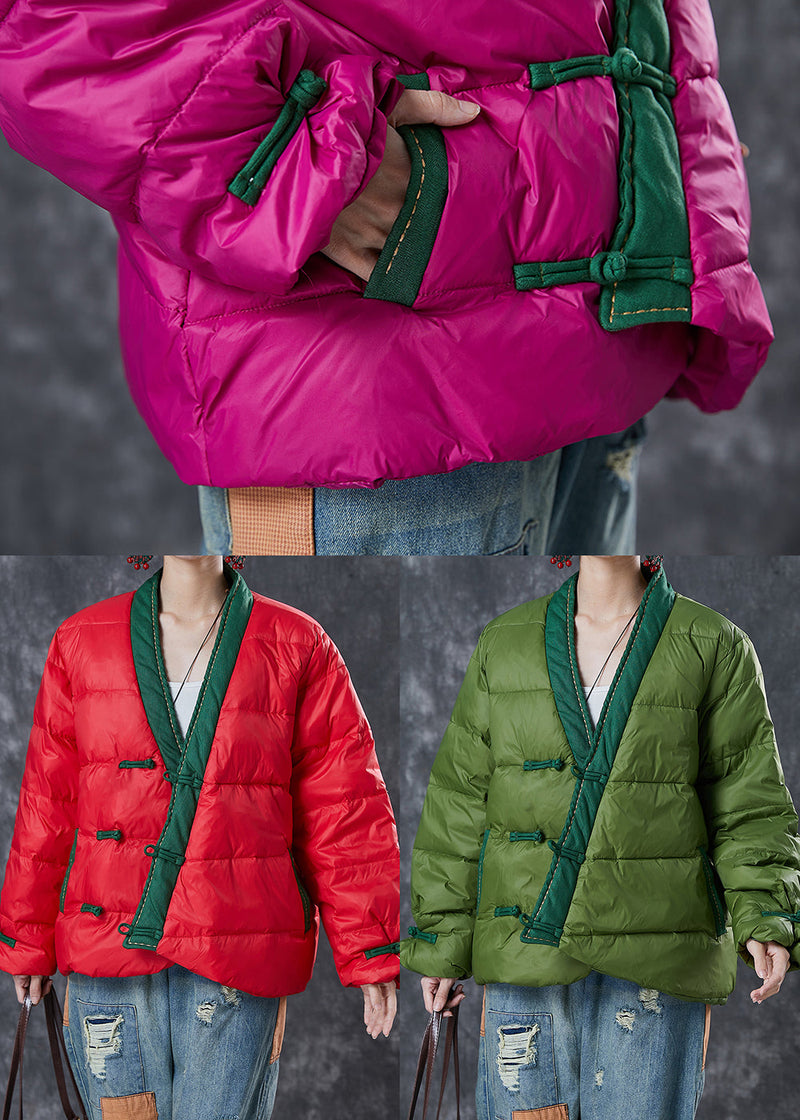 Chinese Style Red Patchwork Fine Cotton Filled Witner Coats