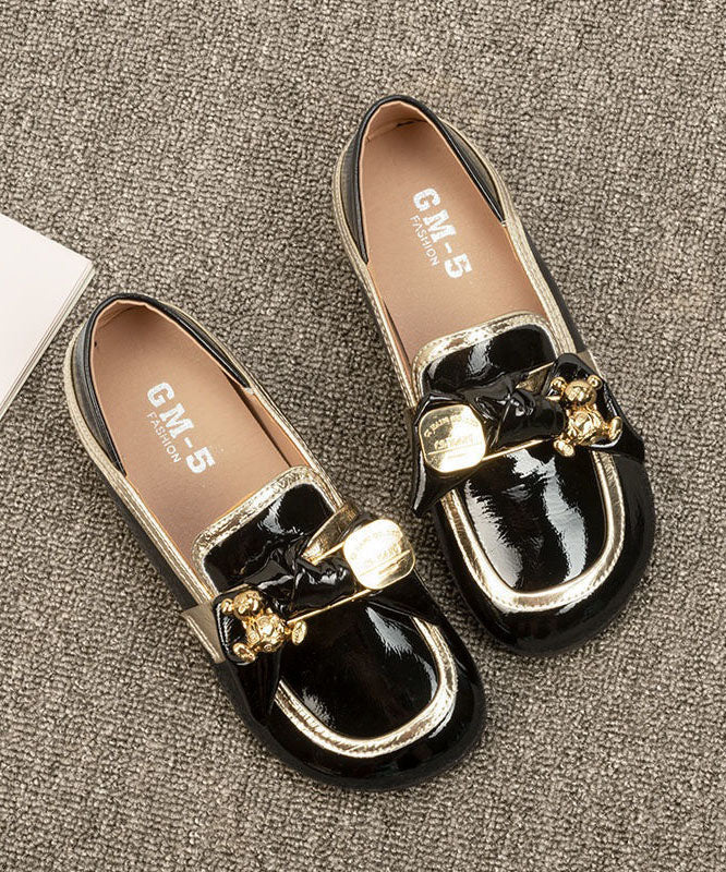 Comfy Green Faux Leather Splicing Bow Loafers for