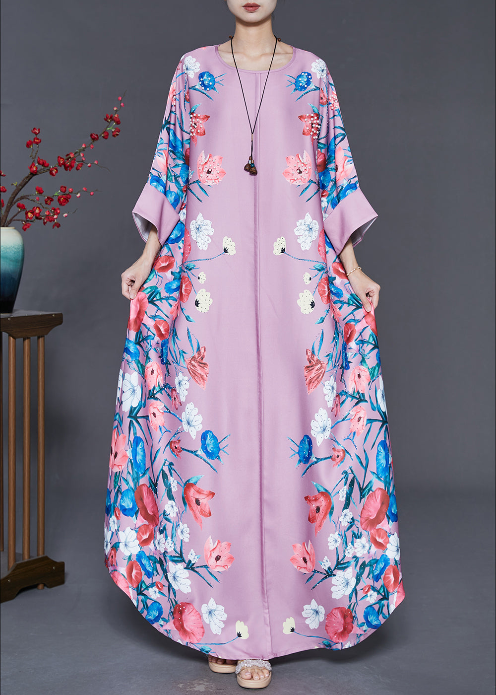 Pink Print Holiday Dresses Oversized Summer