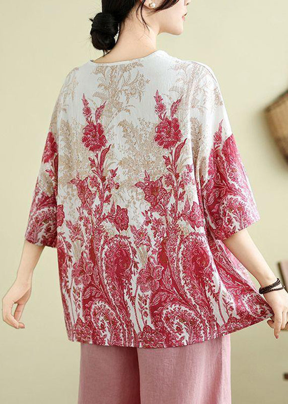Pink Print Top Half Sleeve