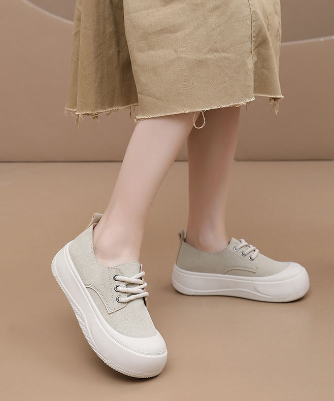 Yellow Canvas Cross Strap Splicing Flat Shoes