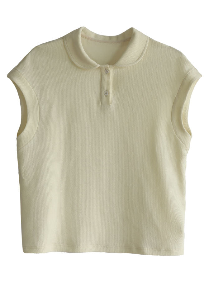 Apricot Cotton Tank Peter Pan Collar Short Sleeve