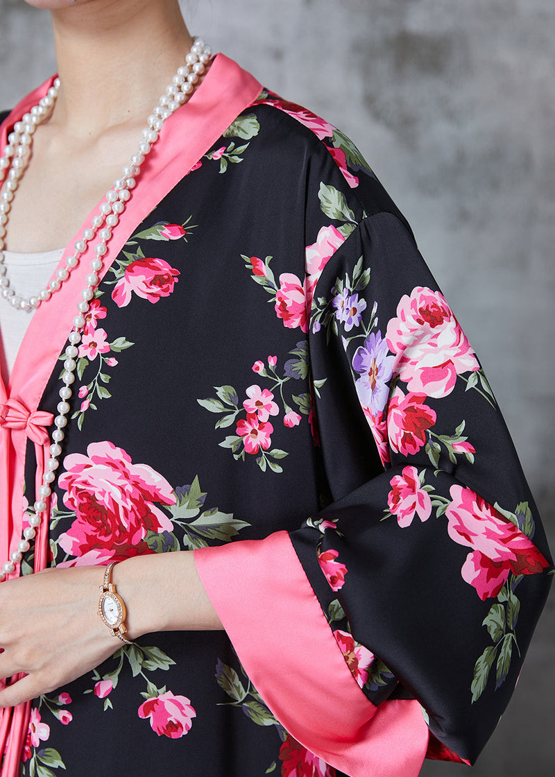 Black Tasseled Silk Two Pieces Set Summer