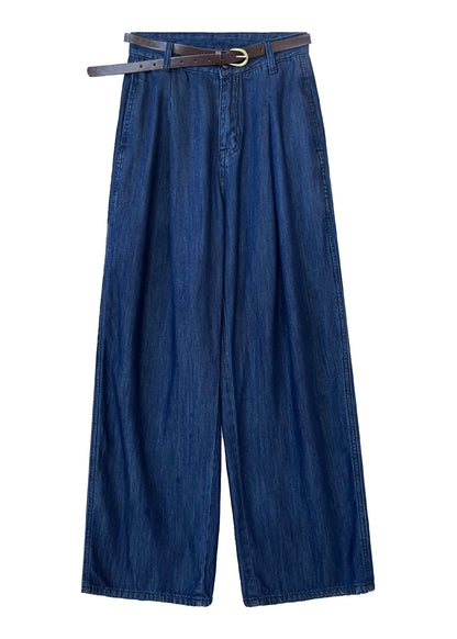 New Navy High Waist Pockets Denim Pants Fall