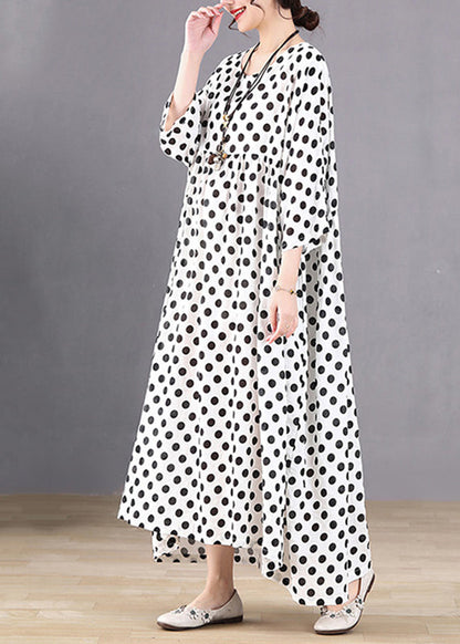 White O-neck Patchwork Maxi Dresses Spring