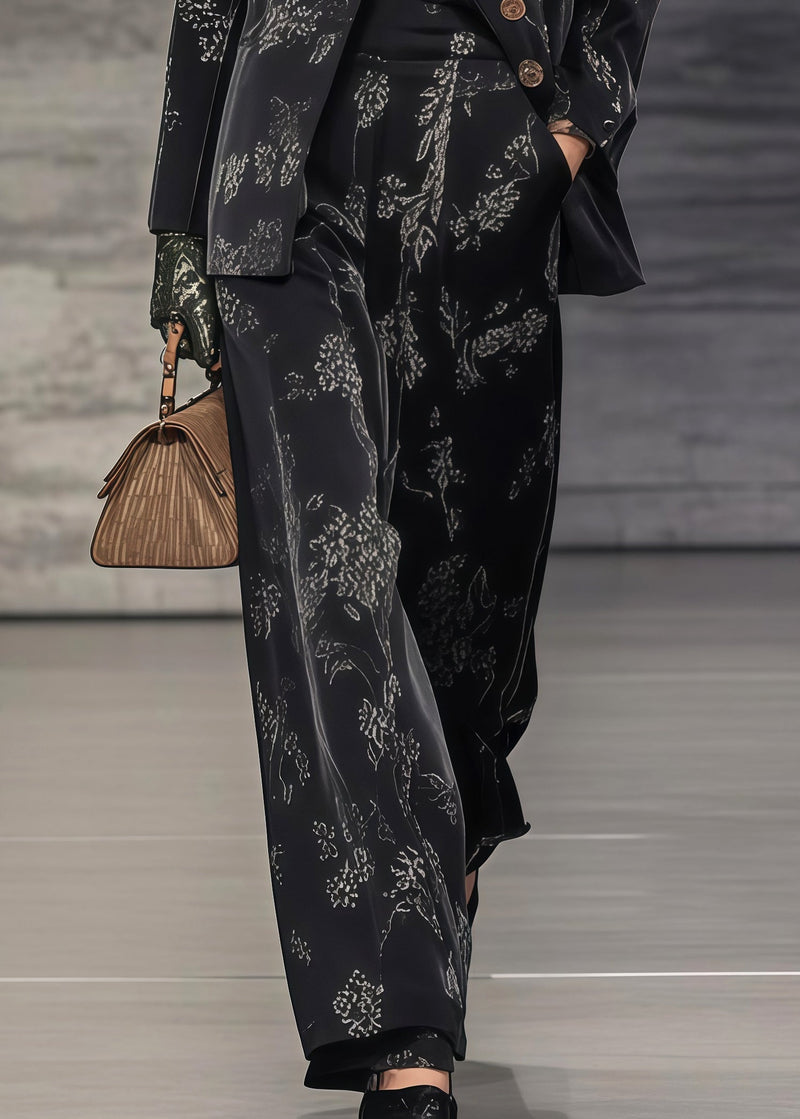 Black Oversized Print Spandex Two Pieces Set Spring