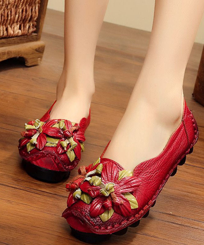 Handmade Cowhide Leather Flat Shoes for Splicing Flat Feet Shoes