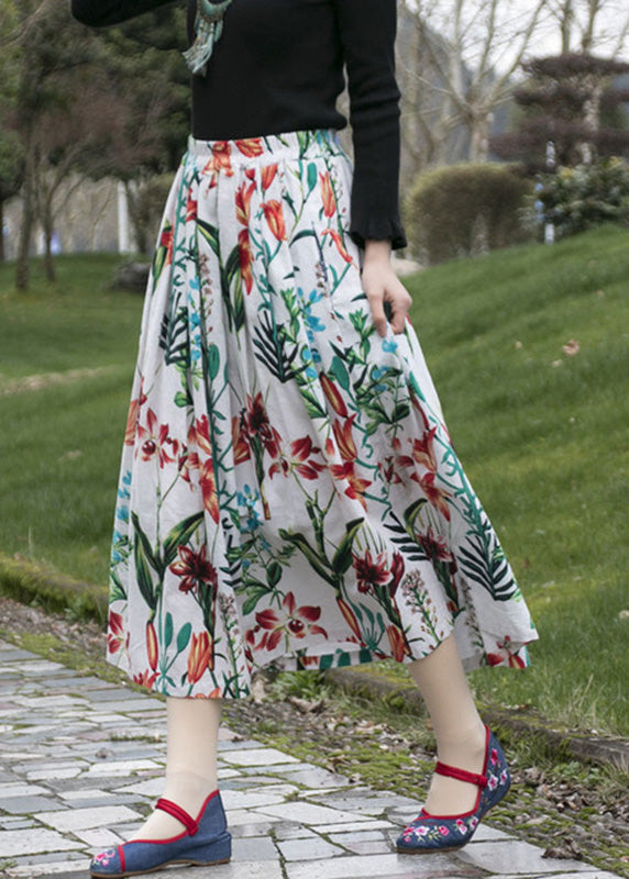 Print Wrinkled Cozy a Line Skirt Summer