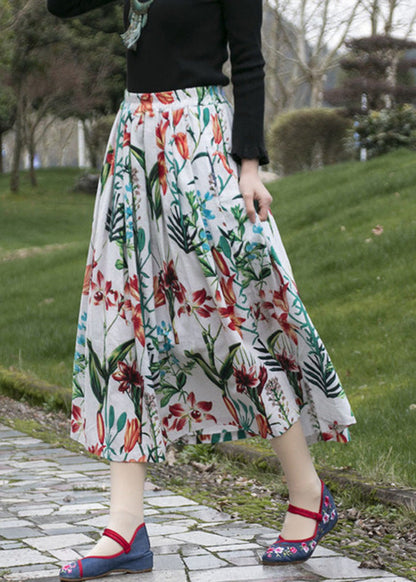 Print Wrinkled Cozy a Line Skirt Summer