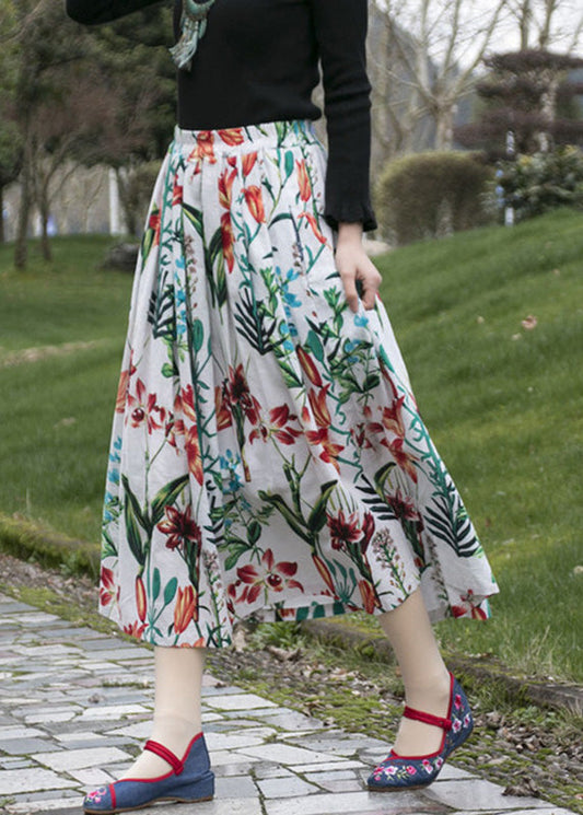 Print Wrinkled Cozy a Line Skirt Summer
