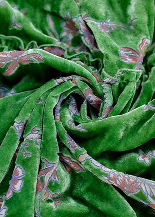 Green Ruffled Patchwork Velour Dresses Spring