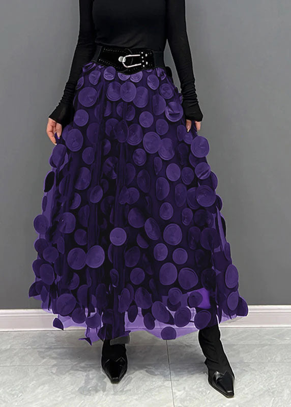 Blue Dot Patchwork Tulle Skirt Fall