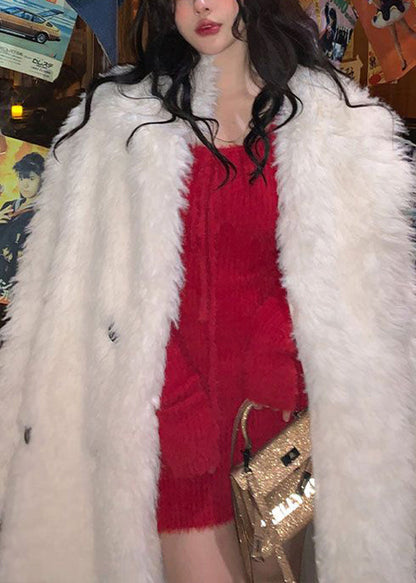 Boutique White Fuzzy Fur Fluffy Coat Winter