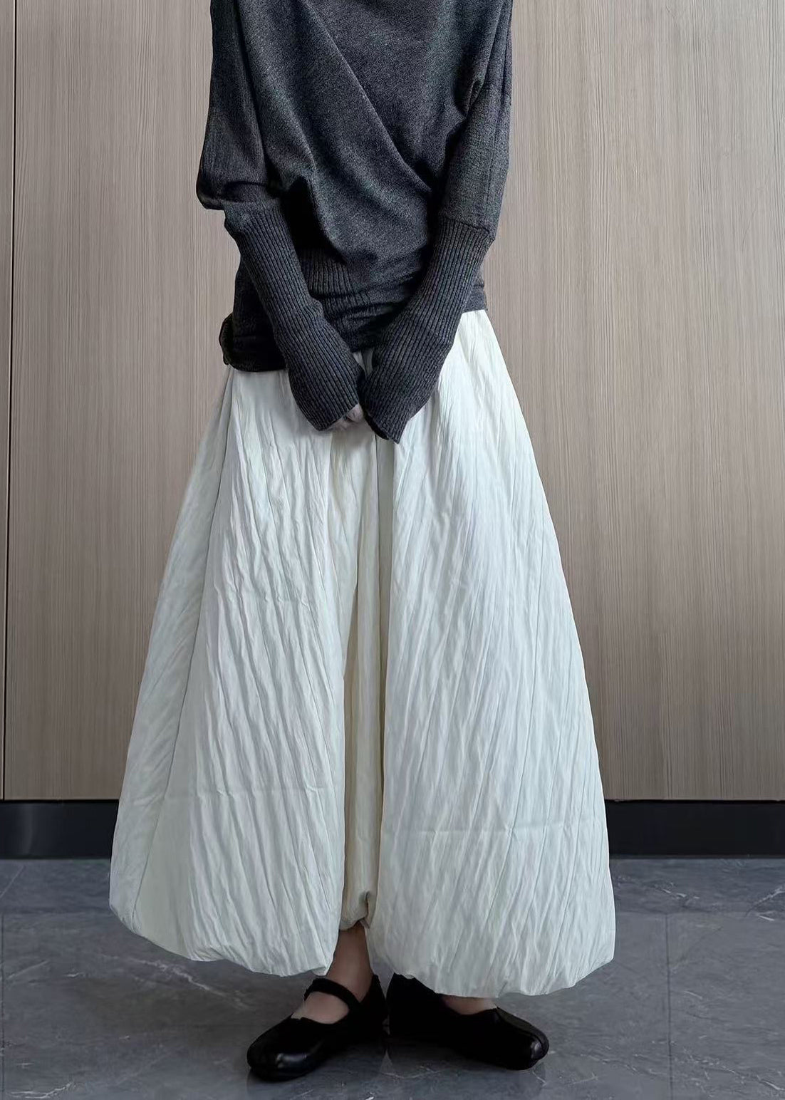 White Exra Large Hem Fine Cotton Filled a Line Skirt Winter