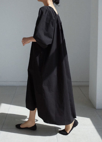 Black Cinched Cotton Dress Spring