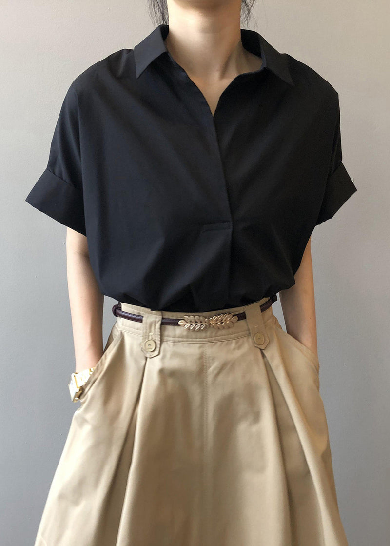 Apricot Peter Pan Collar Cotton Blouse Tops Summer