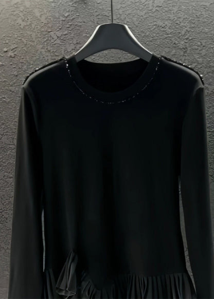 Diy Grey Asymmetrical Patchwork Wrinkled Cotton Sweatshirts Top Spring