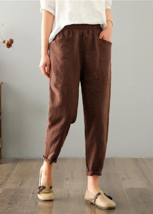 Chocolate Cotton Linen Summer Pants