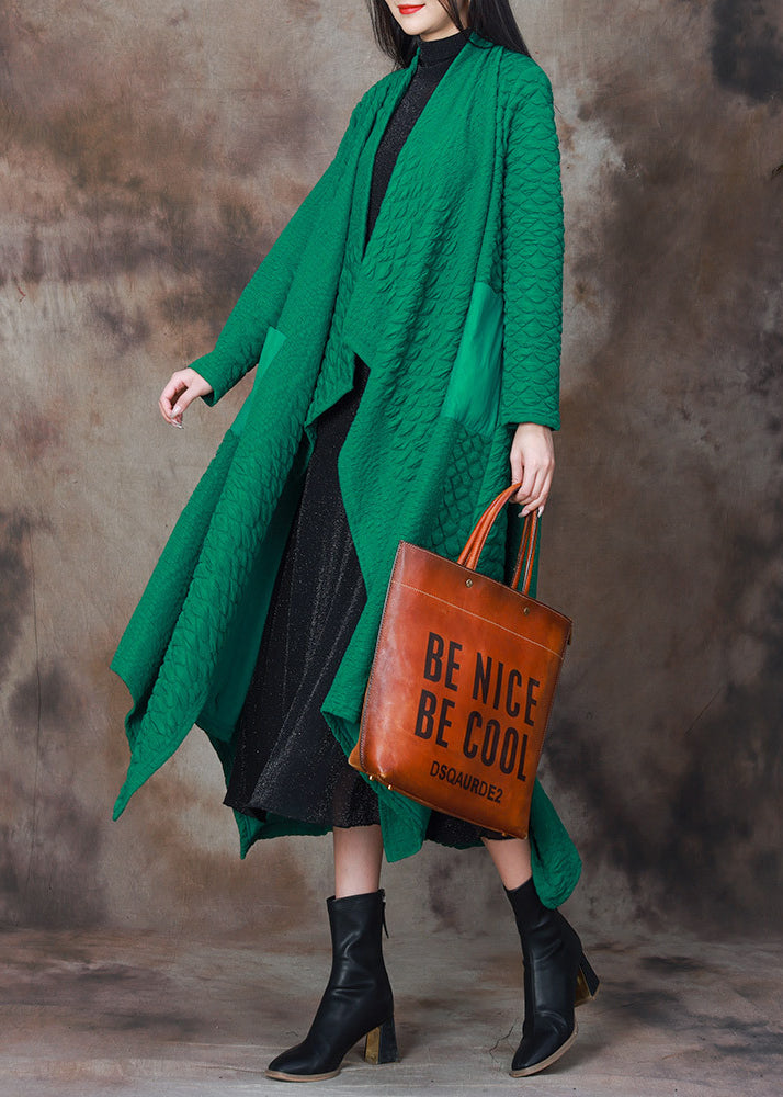Green Asymmetrical Patchwork Cotton Cardigan Spring
