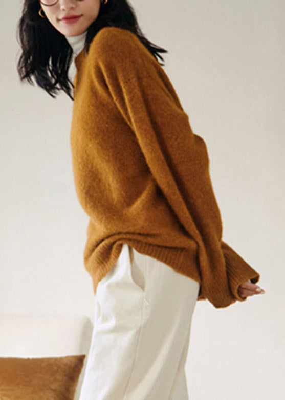 Ginger O-neck Rabbit Hair Thick Knit Sweaters Fall