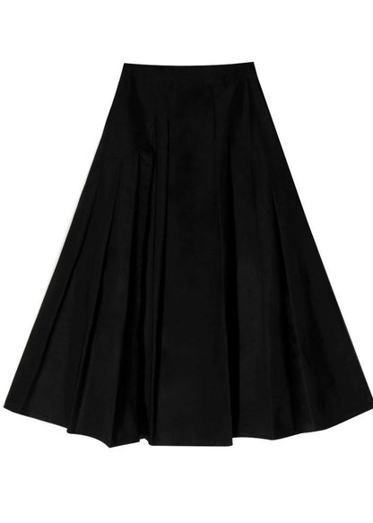 Unique Black Cinched Pockets a Line Summer Skirt