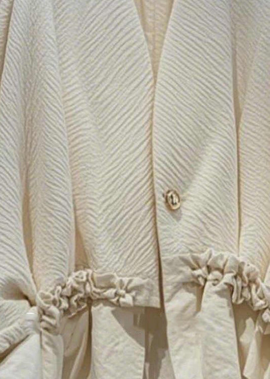 Original Ruffled Pockets Button Cotton Coat Fall