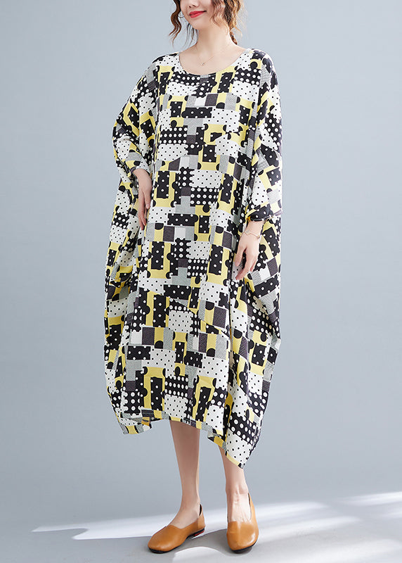 Yellow O-neck Holiday Maxi Dress Spring