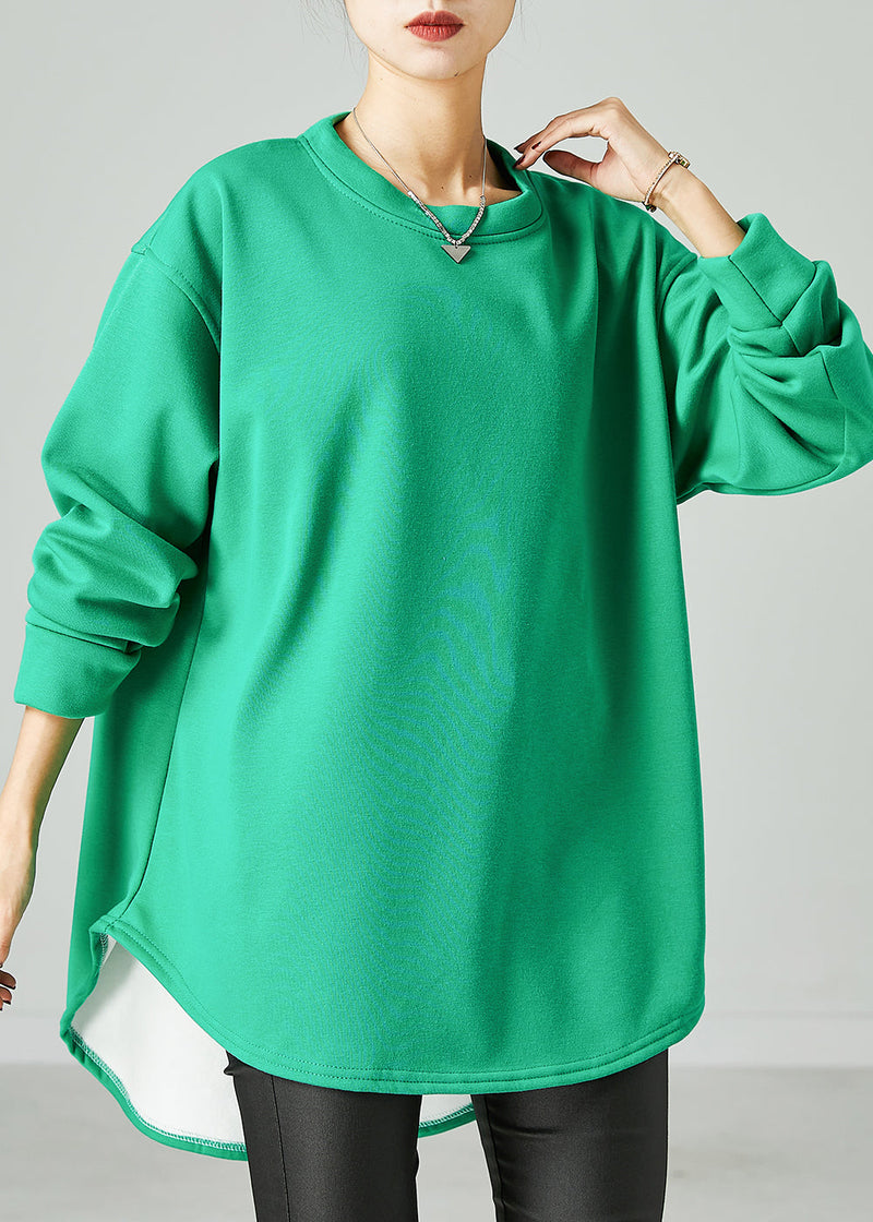 Green Oversized Warm Fleece Sweatshirts Top Spring