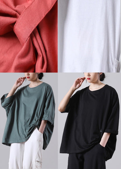 Orange Button Cotton Summer T-shirt