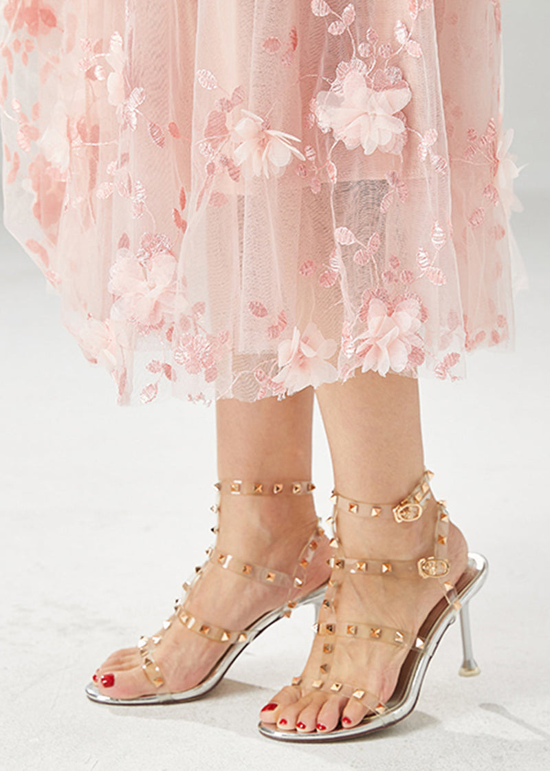 Pink Embroideried Stereoscopic Tulle Skirt Fall