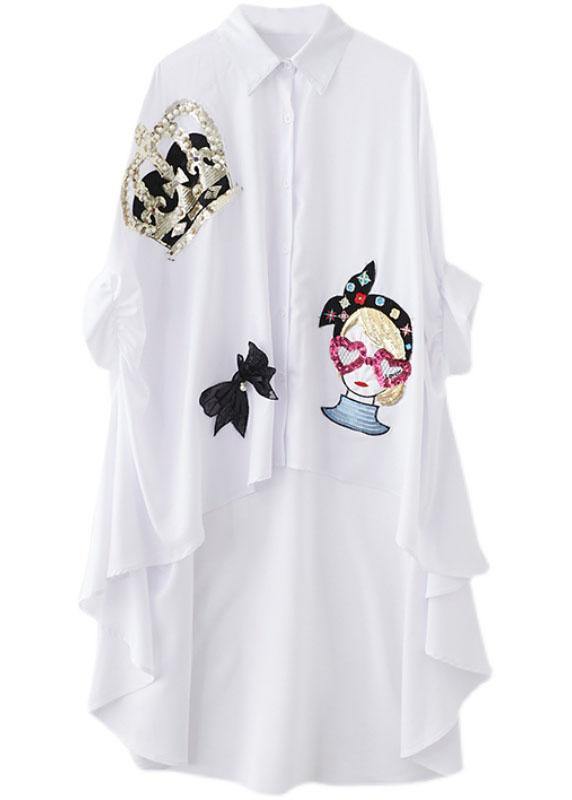 Style White Nail Bead Sequins Button Summer Top