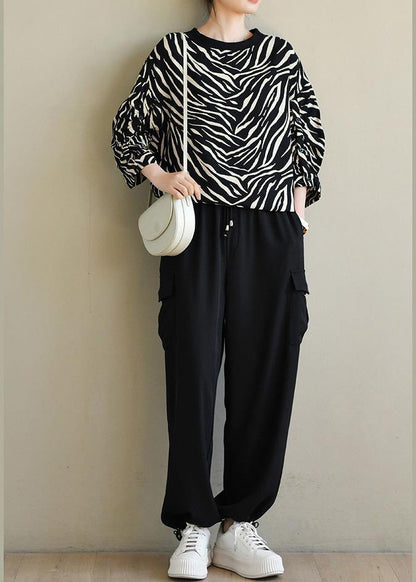 Black Pockets Chiffon Pants