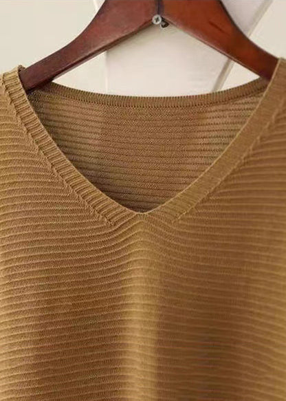 Khaki Oversized Striped Sweater Spring