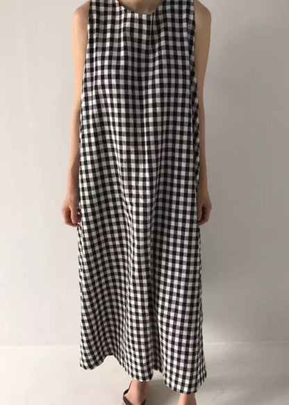 Plaid Pockets Cozy Long Dress Summer