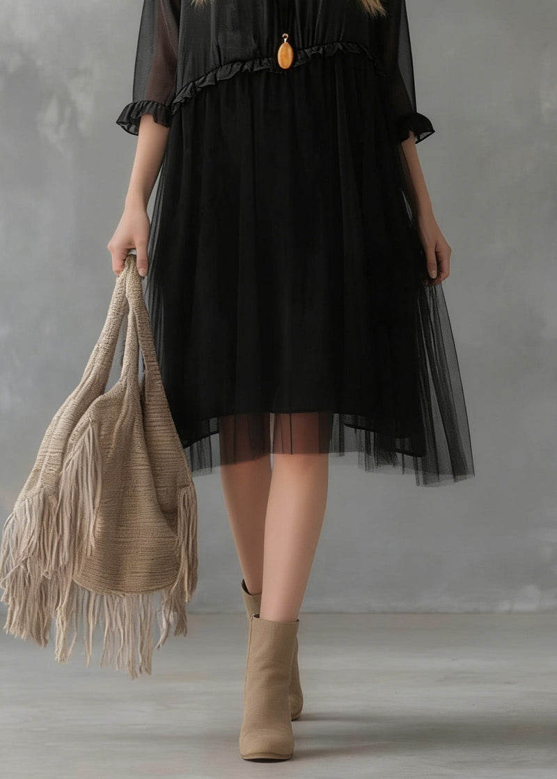 Black Tull Patchwork Chiffon Summer Dresses