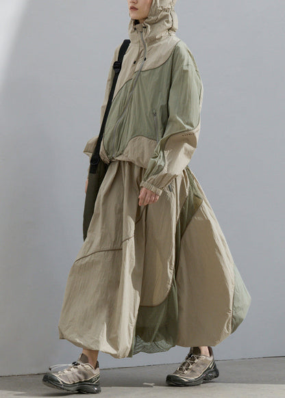 Summer Green Loose Sunscreen Coat and Skirt Two Pieces Set