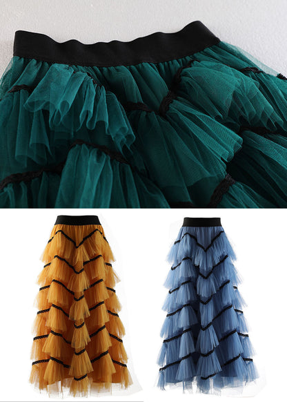 Blue High Waist Exra Large Hem Tulle Skirt Spring