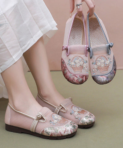 Fine Embroidery Flat Shoes for Grey Tulle Fabric