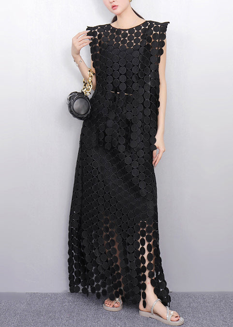 Art Black Oversized Side Open Two Piece Set Clothing Summer
