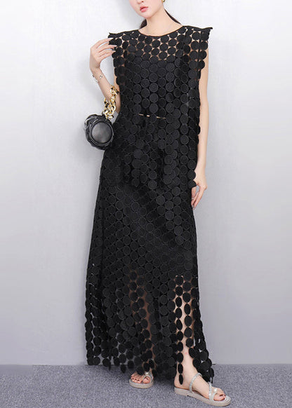 Art Black Oversized Side Open Two Piece Set Clothing Summer