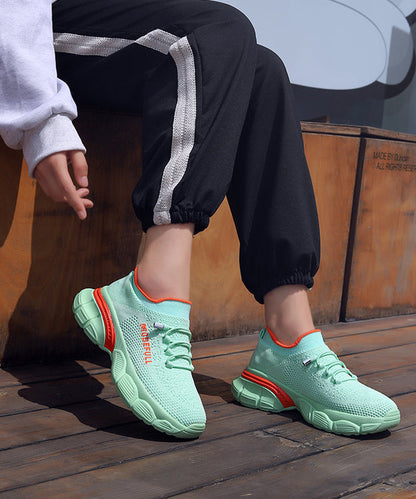 Comfy Pink Knit Fabric Sport Flat Feet Shoes